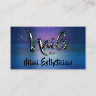 Nails Studio Artist Nails Script Logo Blue Navy Business Card