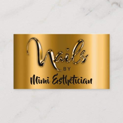 Nails Studio Artist Nails Script Logo Gold VIP Business Card
