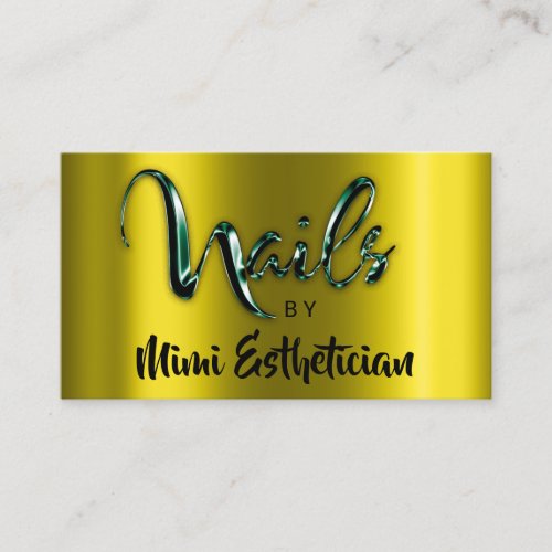 Nails Studio Artist Nails Script Logo MustardGreen Business Card