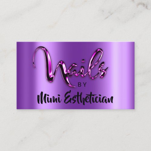Nails Studio Artist Nails Script Logo Purple Pink Business Card
