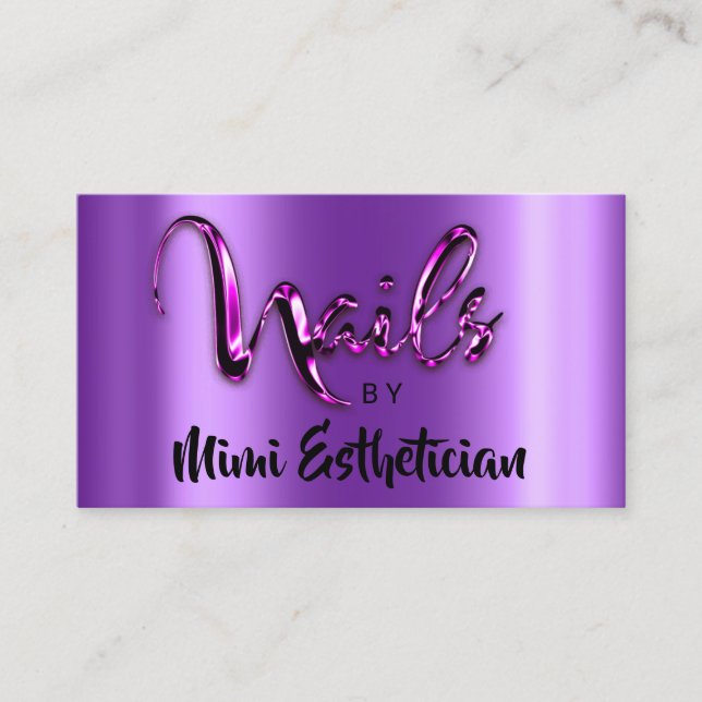 Nails Studio Artist Nails Script Logo Purple Pink Business Card (Front)