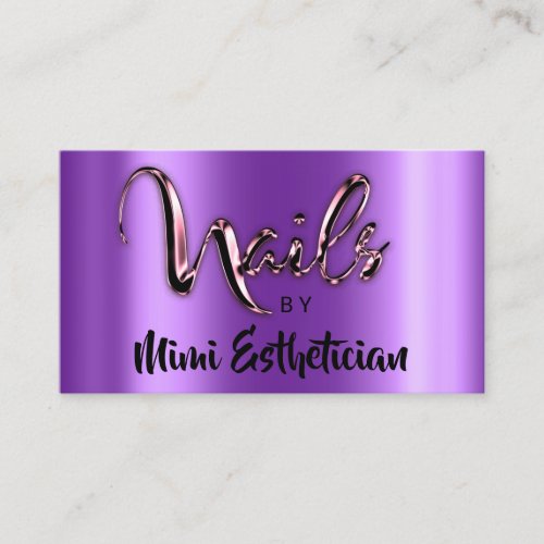 Nails Studio Artist Nails Script Logo Purple Rose  Business Card