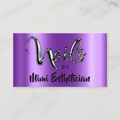 Nails Studio Artist Nails Script Logo Purple Teal Business Card
