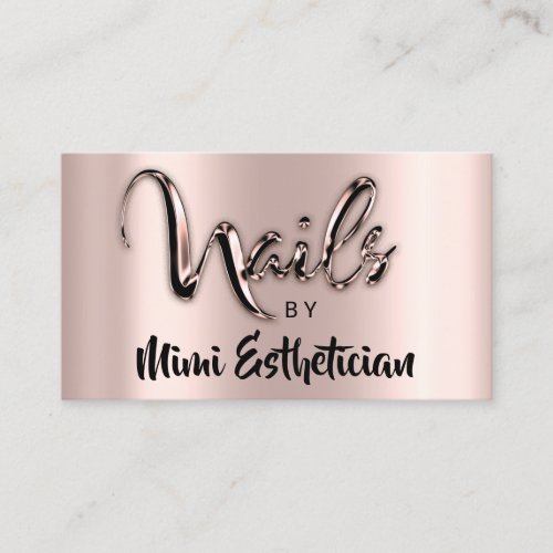 Nails Studio Artist Nails Script Logo Rose Metalic Business Card