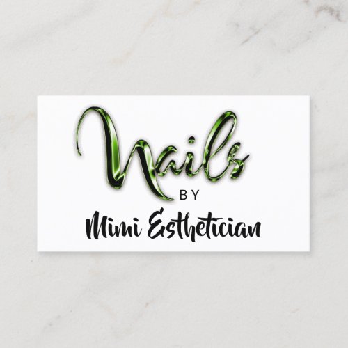 Nails Studio Artist Nails Script Logo White Green Business Card