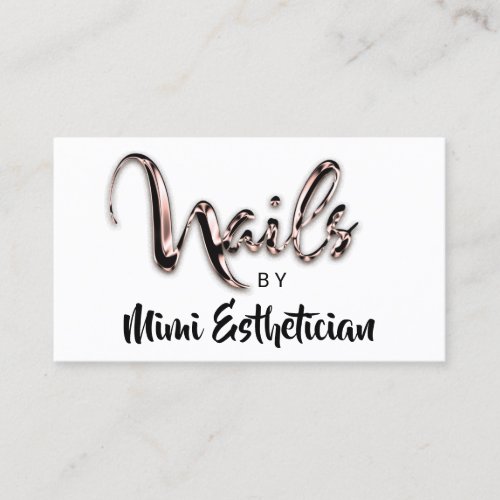 Nails Studio Artist Nails Script Logo White Rose Business Card