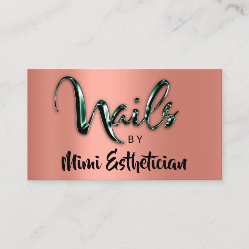Nails Studio Artist NailsScript Logo Rose Greenery Business Card