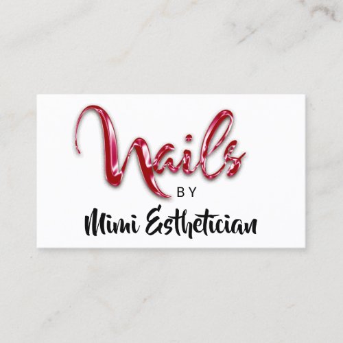 Nails Studio Artist Red Nails Script Red WhiteLogo Business Card