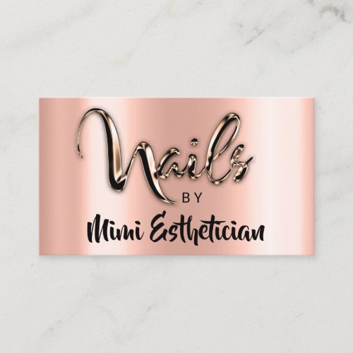 Nails Studio Artist Script Logo Rose Gold VIP Business Card