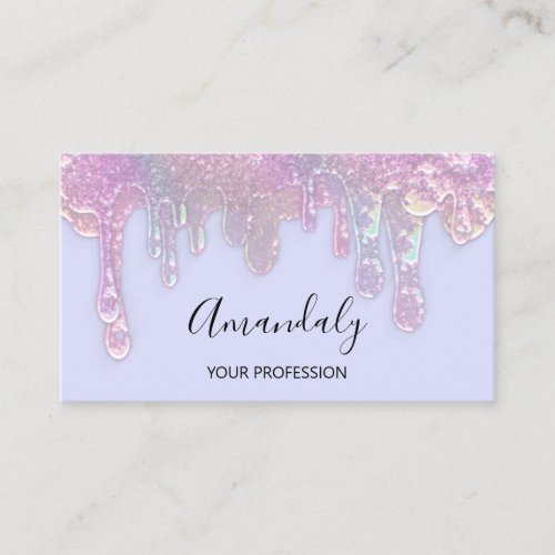 Nails Studio Beauty Logo Drips Holograph Blue Busi Business Card