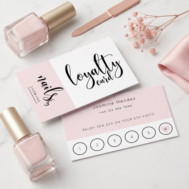 Nails Studio Blush Pink Client Loyalty Card  (Creator Uploaded)