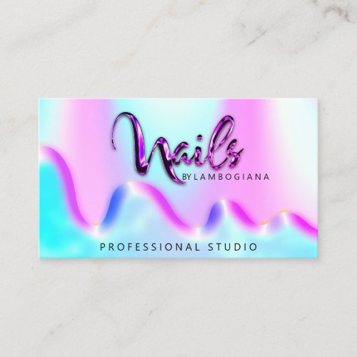 Nails Studio Logo Holograph QR Code Custom Business Card