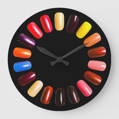 Nails Studio Red Yellow Black Nails Stylist Large Clock