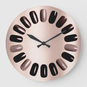Nails Studio Rose Black Nails Stylist Minimalism Large Clock