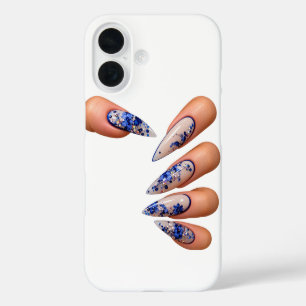 Nails style blue iPhone 16 case