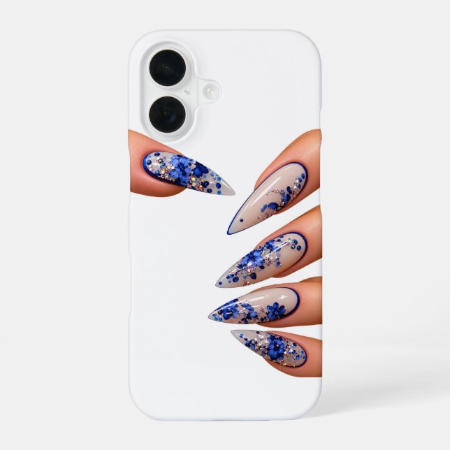 Nails style blue iphone case (Back)