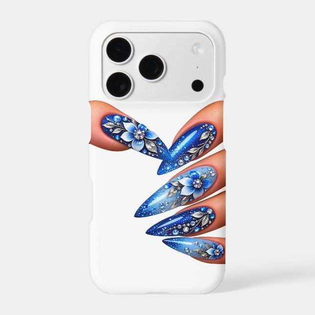 Nails style dark blue iphone case (Back)