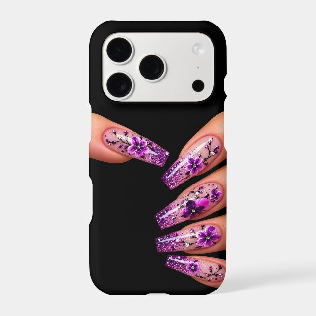 Nails style purple iphone case (Back)