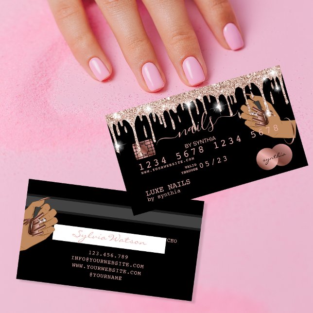 Nails Technician Credit Card Styled Rose Gold Drip (Creator Uploaded)
