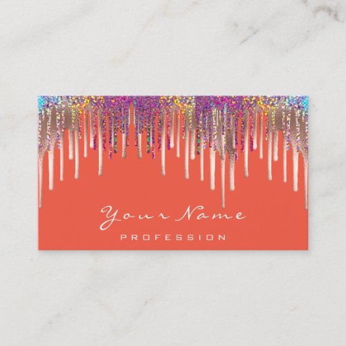 Nails Wax Depilation Makeup Coral Drips Holograph Business Card