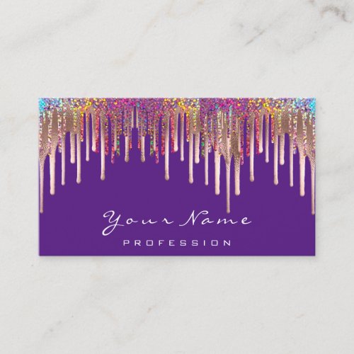 Nails Wax Depilation Makeup Glitter Purple Drips Business Card