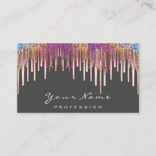 Nails Wax Depilation Makeup Holograph Gray Drips Business Card