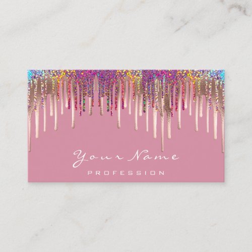 Nails Wax Depilation Makeup Holograph Pink Drips Business Card