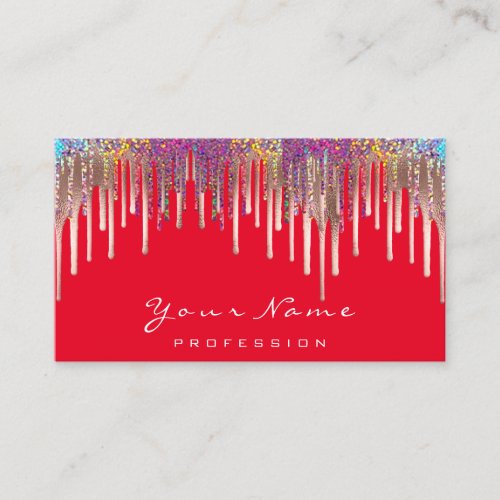 Nails Wax Depilation Makeup Holograph Red Drips Business Card