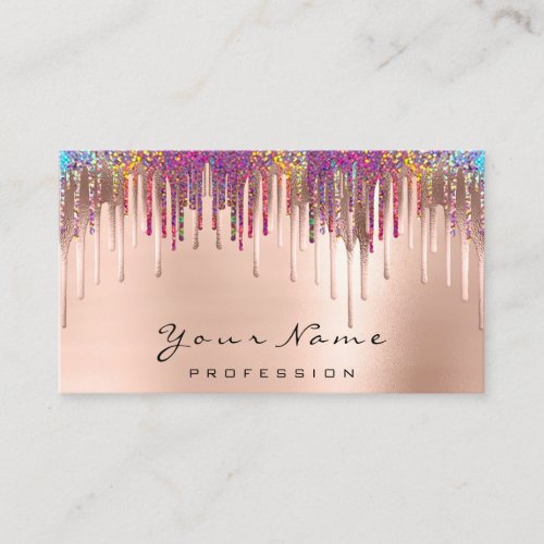 Nails Wax Depilation Makeup Rose Drips Rainbow Business Card