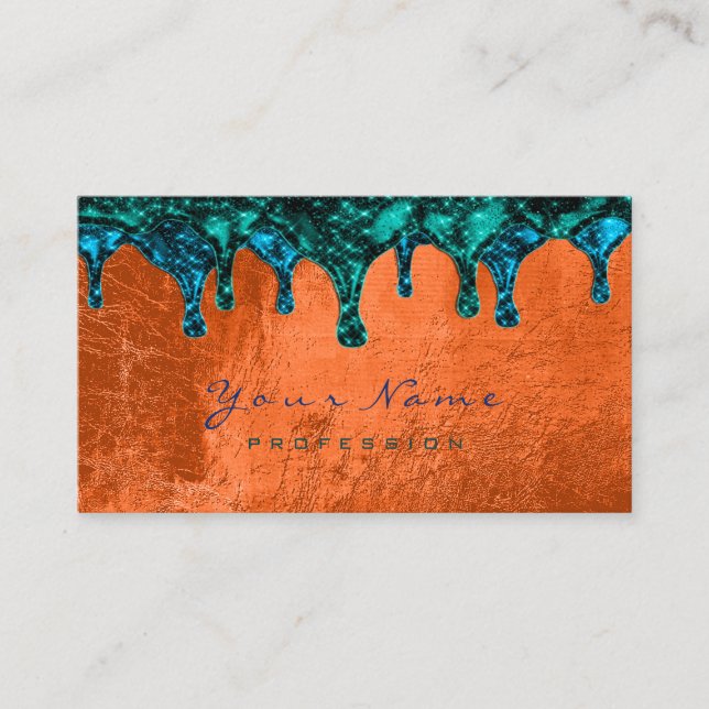 Nails Wax Epilation Depilation Blue Teal Coral Business Card (Front)