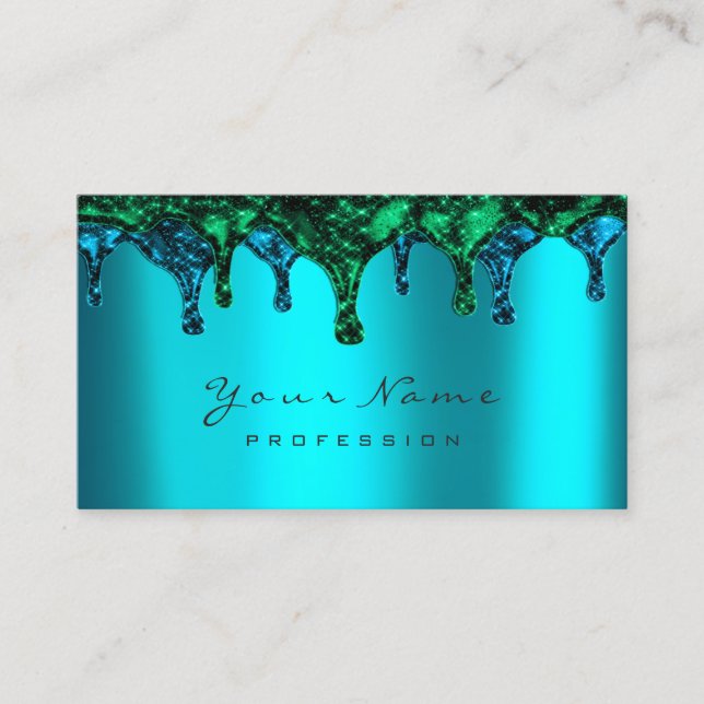 Nails Wax Epilation Depilation Ocean Green BluTeal Business Card (Front)