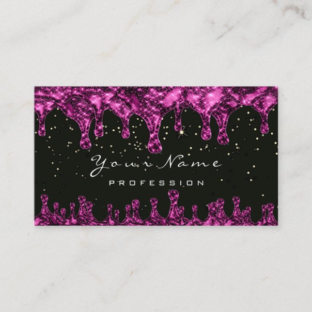 Nails Wax Epilation Depilation Pink Fuchsia Black Business Card (Front)