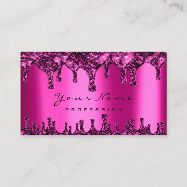 Nails Wax Epilation Depilation Pink Fuchsia Neon Business Card (Front)