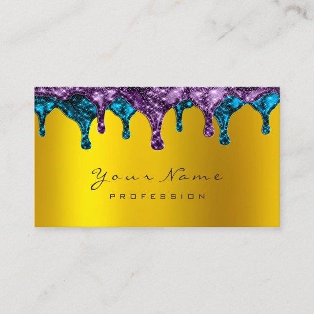 Nails Wax Epilation Depilation Purple Teal Gold Business Card (Front)