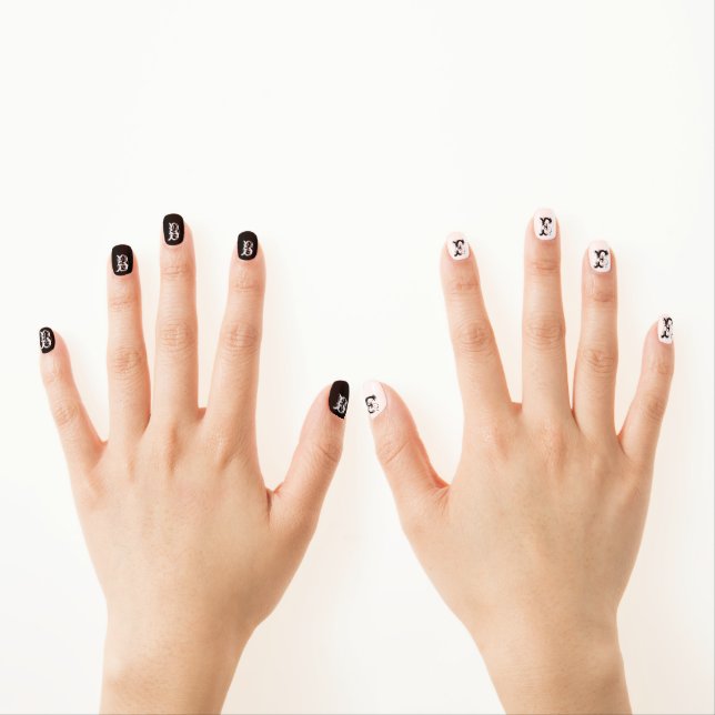 Nails with bf initials Glitter gold Minx Nail Art (Insitu - Hands)