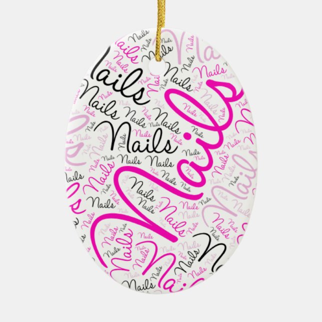 Nails word art ceramic ornament (Front)