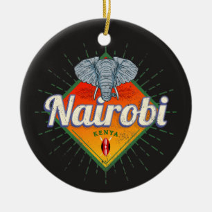 Nairobi Capital Kenya Elephant Vintage Africa Ceramic Ornament