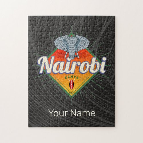 Nairobi Capital Kenya Elephant Vintage Africa Jigsaw Puzzle