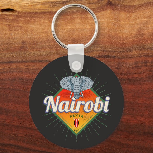 Nairobi Capital Kenya Elephant Vintage Africa Keychain (Front)