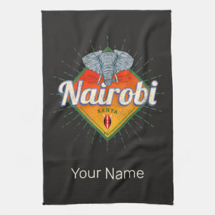 Nairobi Capital Kenya Elephant Vintage Africa Kitchen Towel