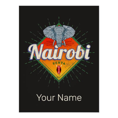Nairobi Capital Kenya Elephant Vintage Africa Poster