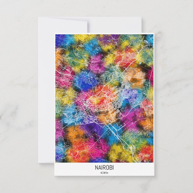Nairobi Kenya City Map Thank You Card (Front)