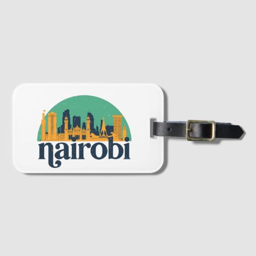 Nairobi Kenya City Skyline Retro Cityscape Art Luggage Tag