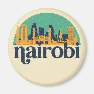 Nairobi Kenya City Skyline Retro Cityscape Art