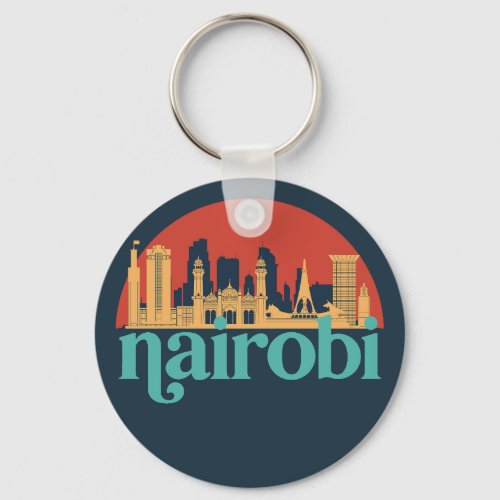 Nairobi Kenya City Skyline Vintage Cityscape Keychain