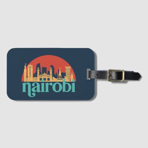 Nairobi Kenya City Skyline Vintage Cityscape Luggage Tag