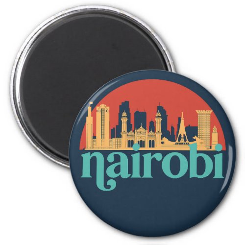 Nairobi Kenya City Skyline Vintage Cityscape Magnet