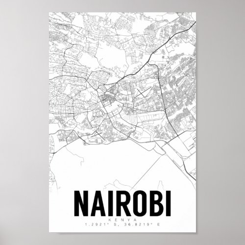 Nairobi Kenya Minimalist Map Art Poster