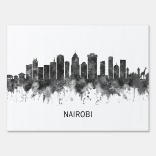 Nairobi Kenya Skyline BW Sign