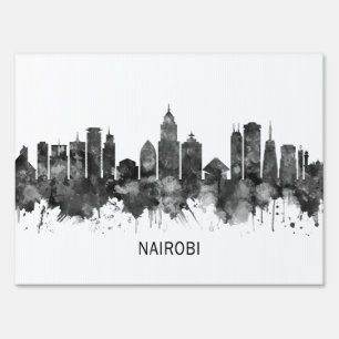 Nairobi Kenya Skyline BW Sign